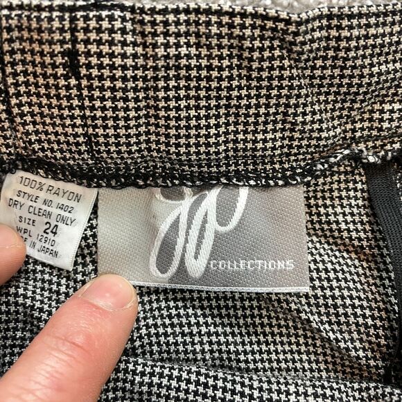 JP Collections Skirt Women 24 Black Gray Knee Length Rayon Made in Japan Vintage - Picture 3 of 10